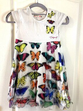 Desigual kids YAMENA Butterfly Summer Dress Short Sleeves Age 7 / 8